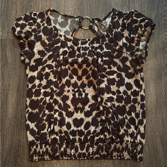 AB Studio Tops - AB Studio Brown Animal Print Blouse Size Large